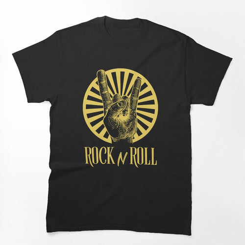 ROCK N ROLL Yellow Black Modern Simple Shirt