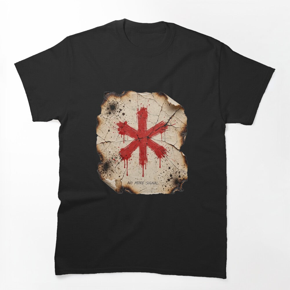 No More Signal Burnt Paper Red X Grunge Art Shirt