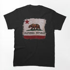 California Republic Weathered Timber State Flag Bear Star Shirt