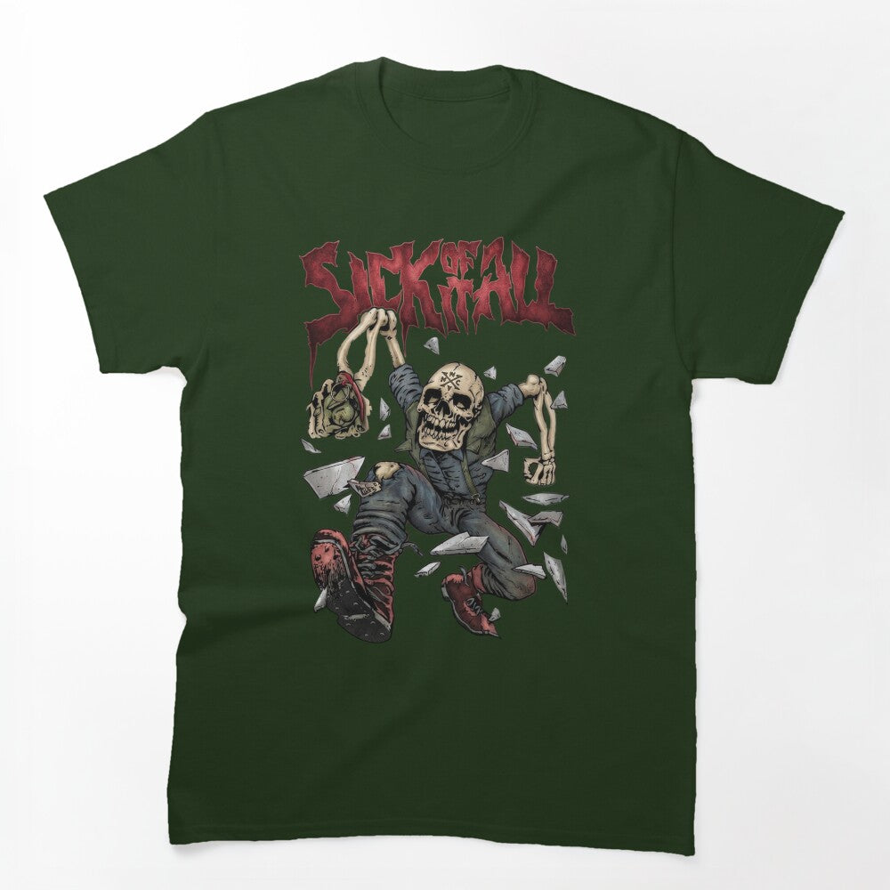 Vintage Red Typography Punk Rock Skull Shirt