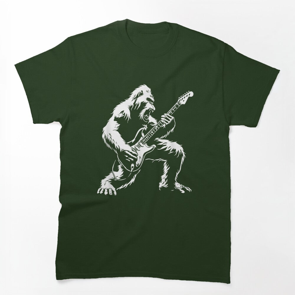 Bigfoot Playing Guitar Rock Music Band Sasquatch Shirt