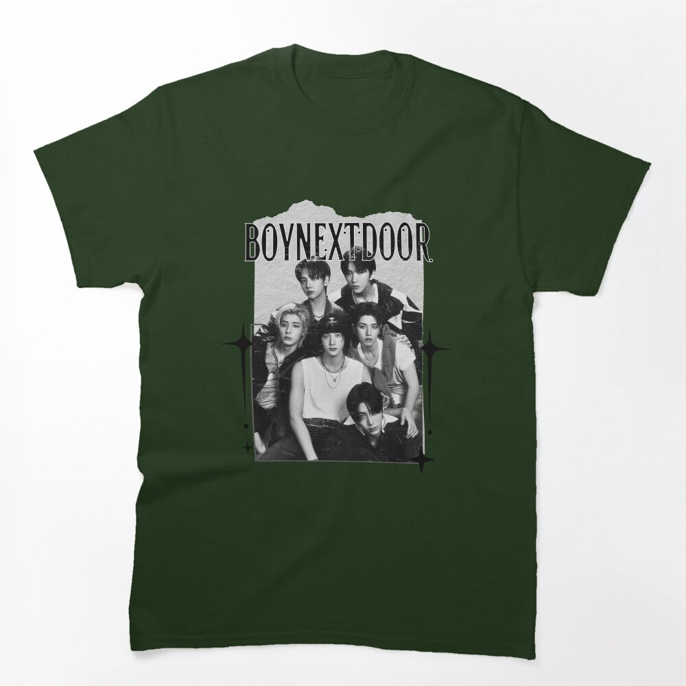 BoyNextDoor Kpop Boy Group Scrapbook Collage Cozy Y2K Vintage Design Shirt