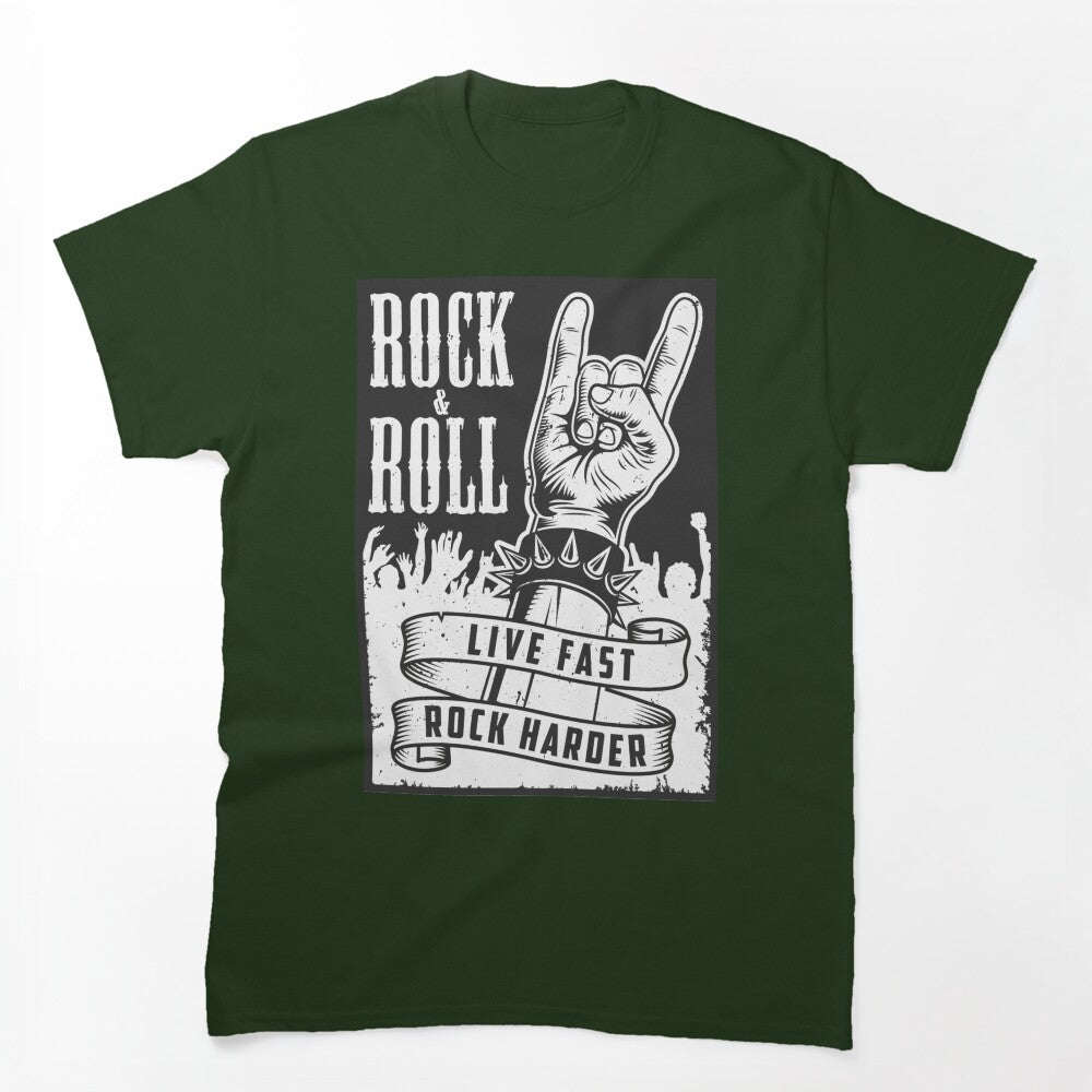 Retro Skull Rock & Roll Live Fast Rock Harder Shirt