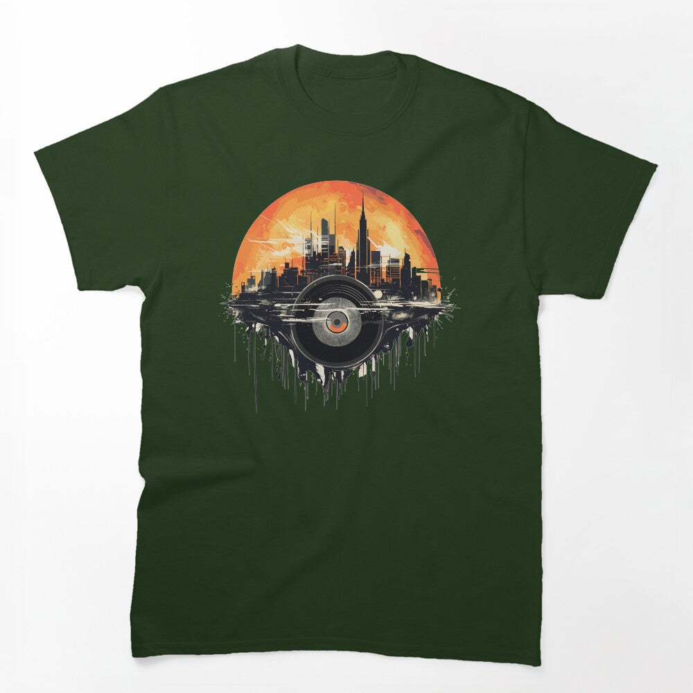 Retro Vinyl Cityscape In Beautiful Sunset Shirt