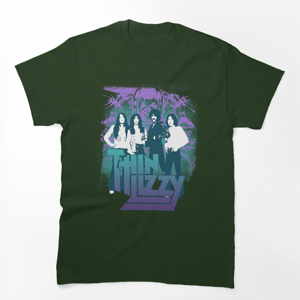 Thin Lizzy 70s Rock Band Graphic Collage Shirt