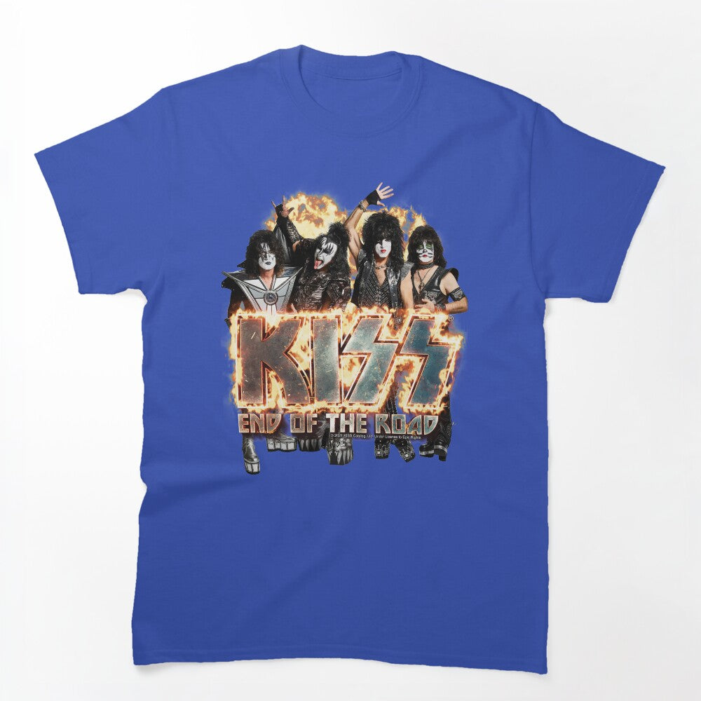 KISS The Band - End Of The Road On Fire Logo Shirt