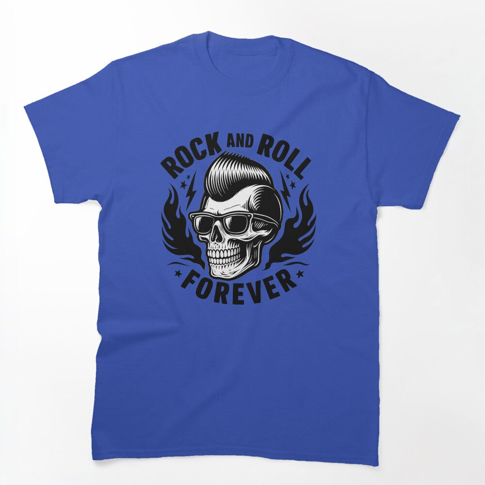 Rockabilly Skull Rock And Roll Forever Retro Greaser Art Shirt