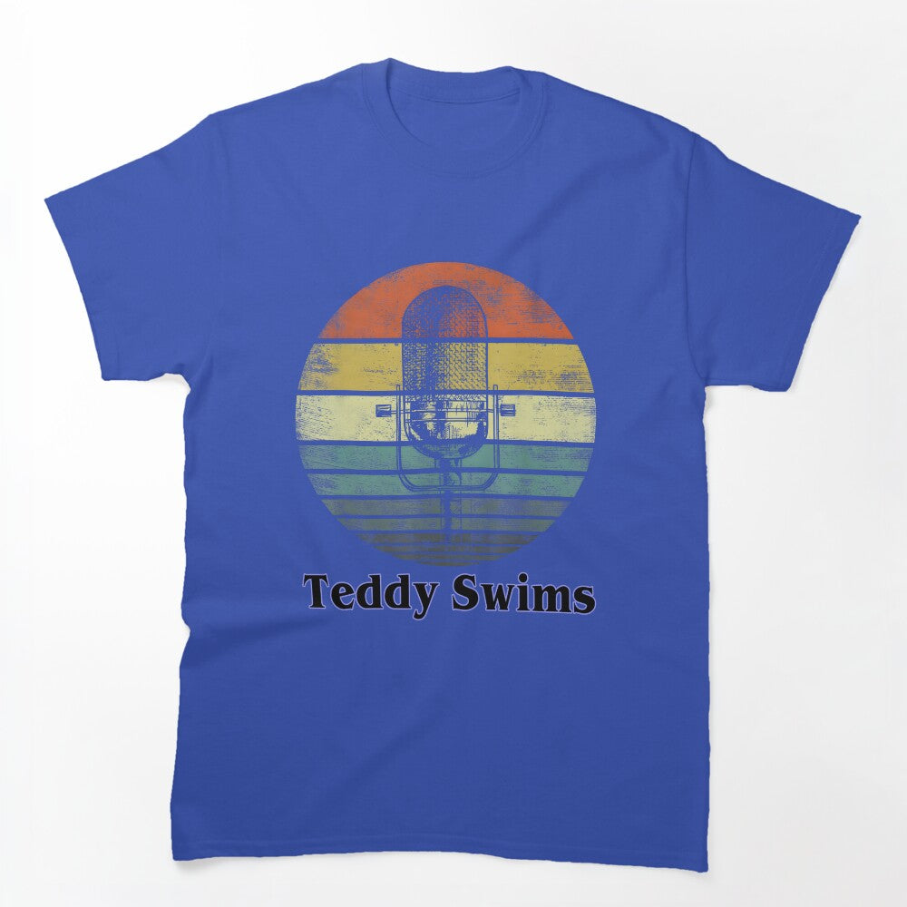 Teddy Swims Retro Sunset Microphone Design Shirt