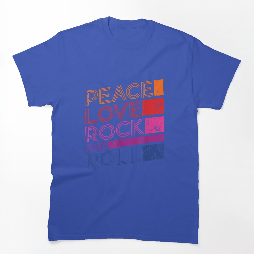 Peace Love Rock And Roll Distressed Rock Concert - Music Shirt
