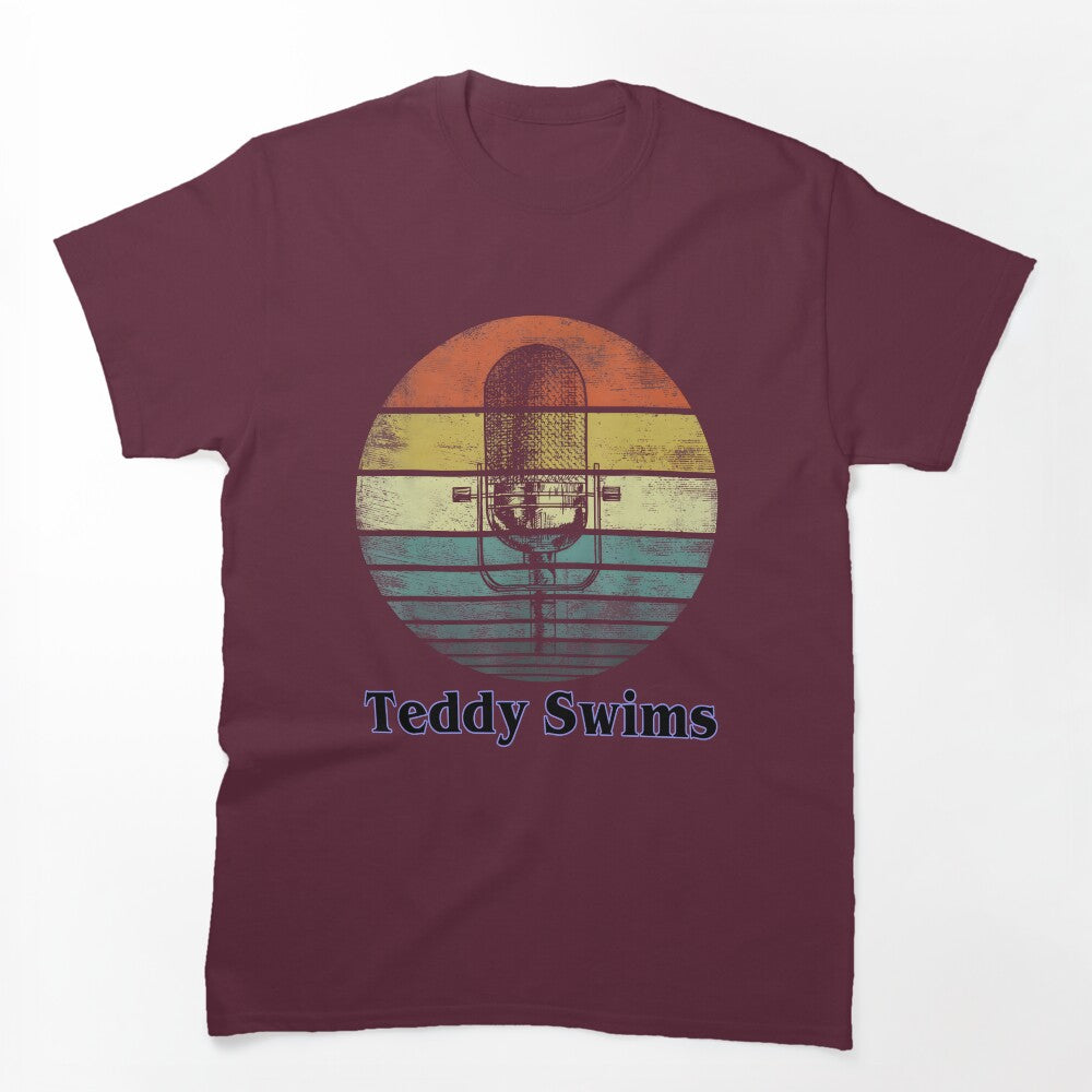 Teddy Swims Retro Sunset Microphone Design Shirt