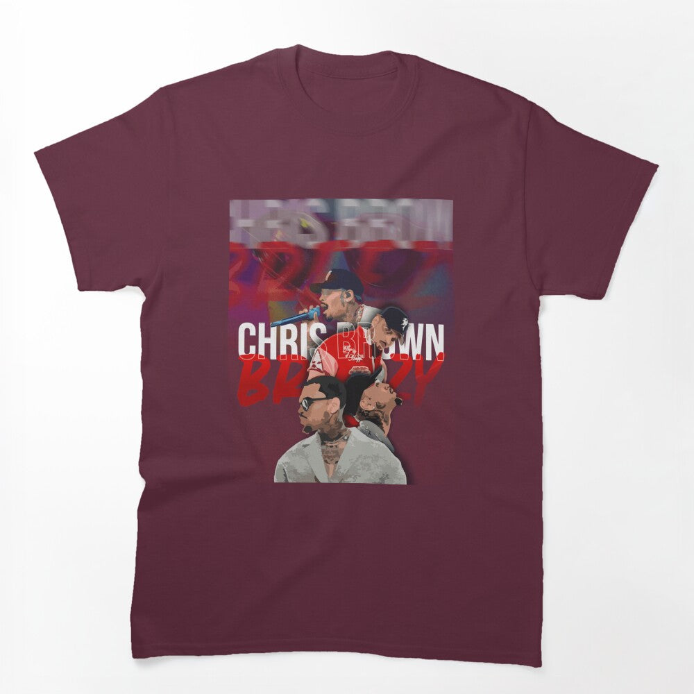 Chris Brown Breezy Portrait Collage Fan Art Design Shirt