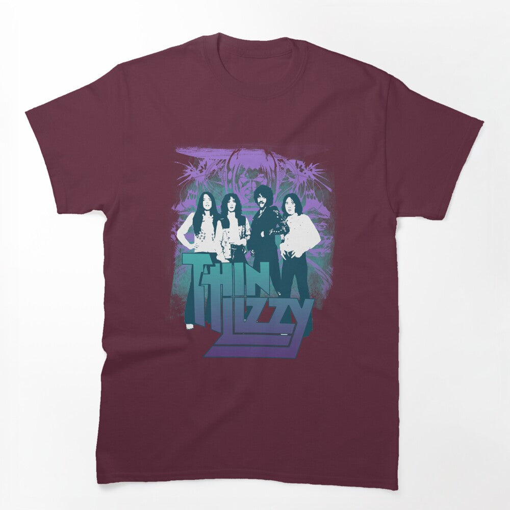 Thin Lizzy 70s Rock Band Graphic Collage Shirt