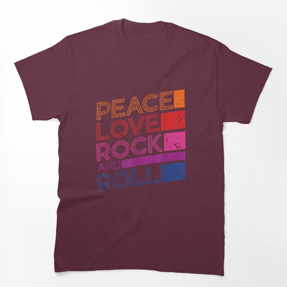 Peace Love Rock And Roll Distressed Rock Concert - Music Shirt