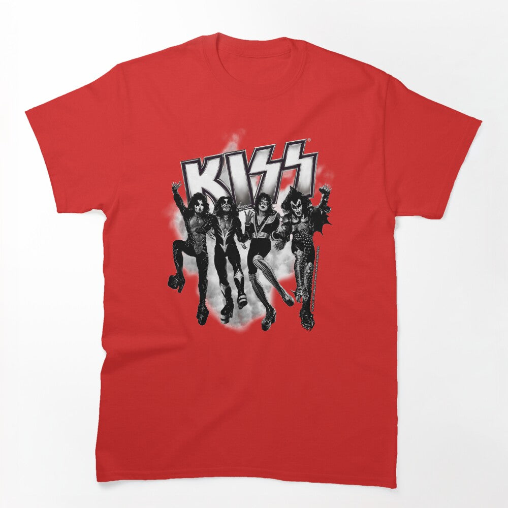 KISS The Band - Destroyer Black And White Fog Logo Up Shirt
