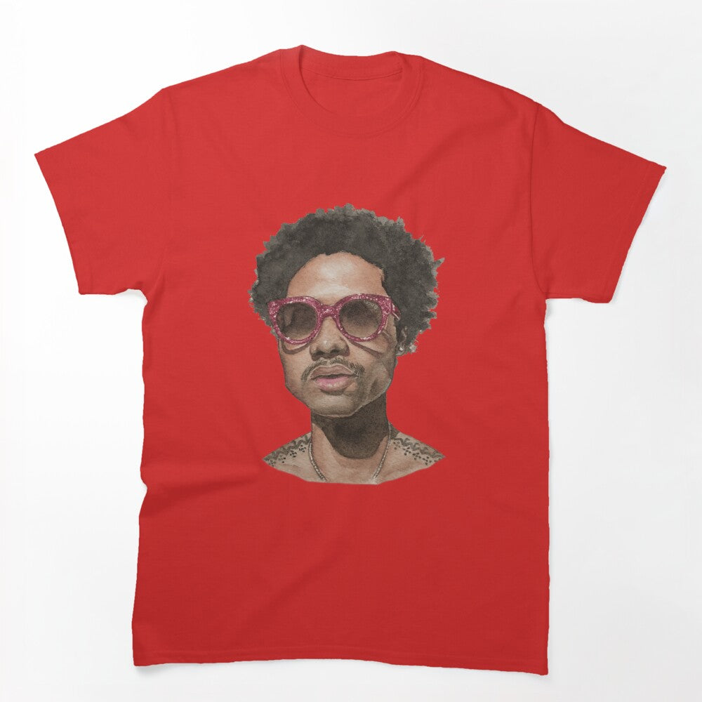 Steve Lacy Pink Sunglasses Portrait Graphic Shirt