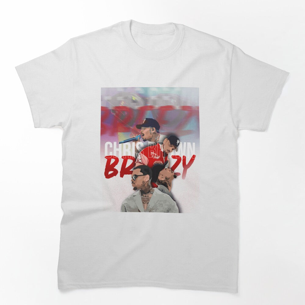 Chris Brown Breezy Portrait Collage Fan Art Design Shirt