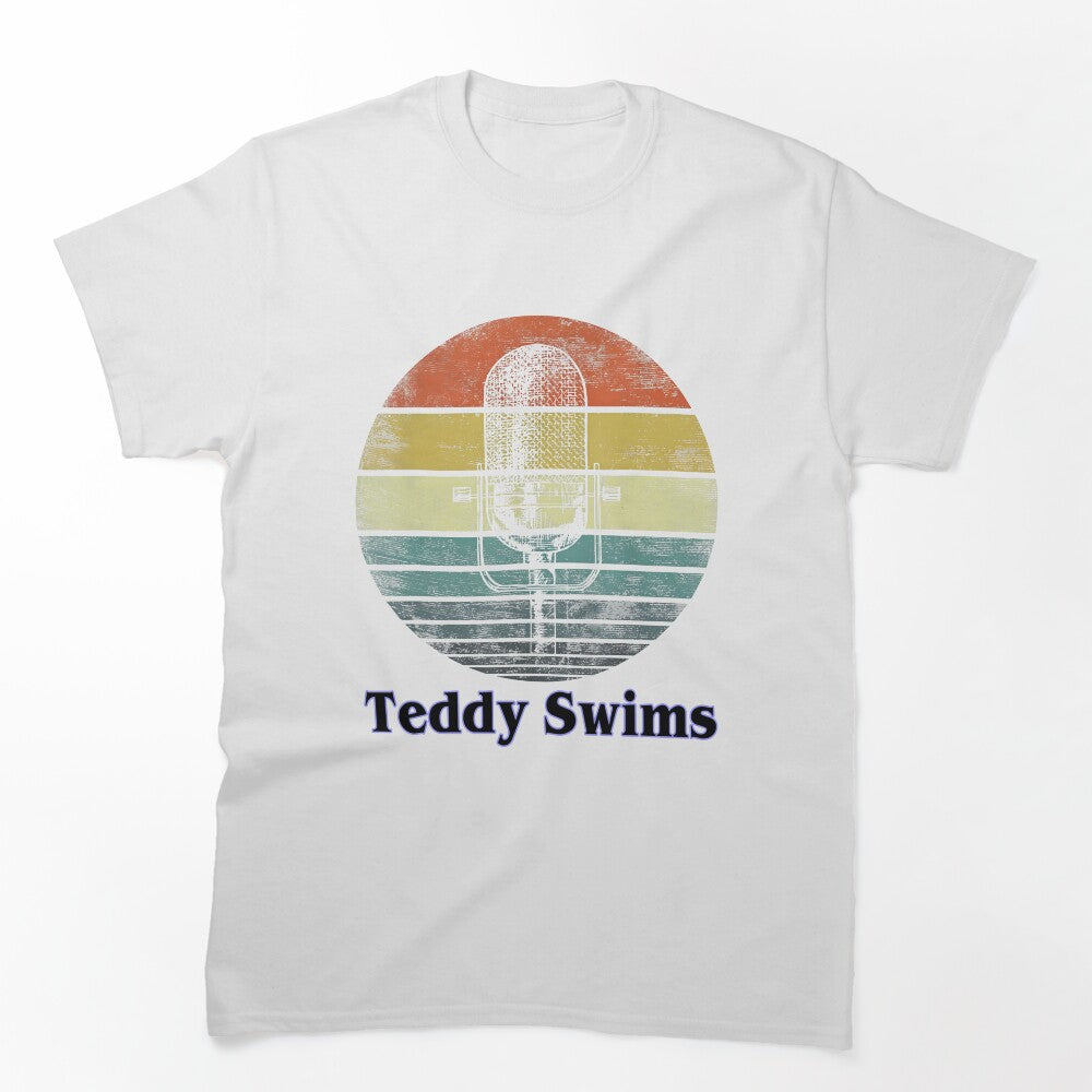Teddy Swims Retro Sunset Microphone Design Shirt