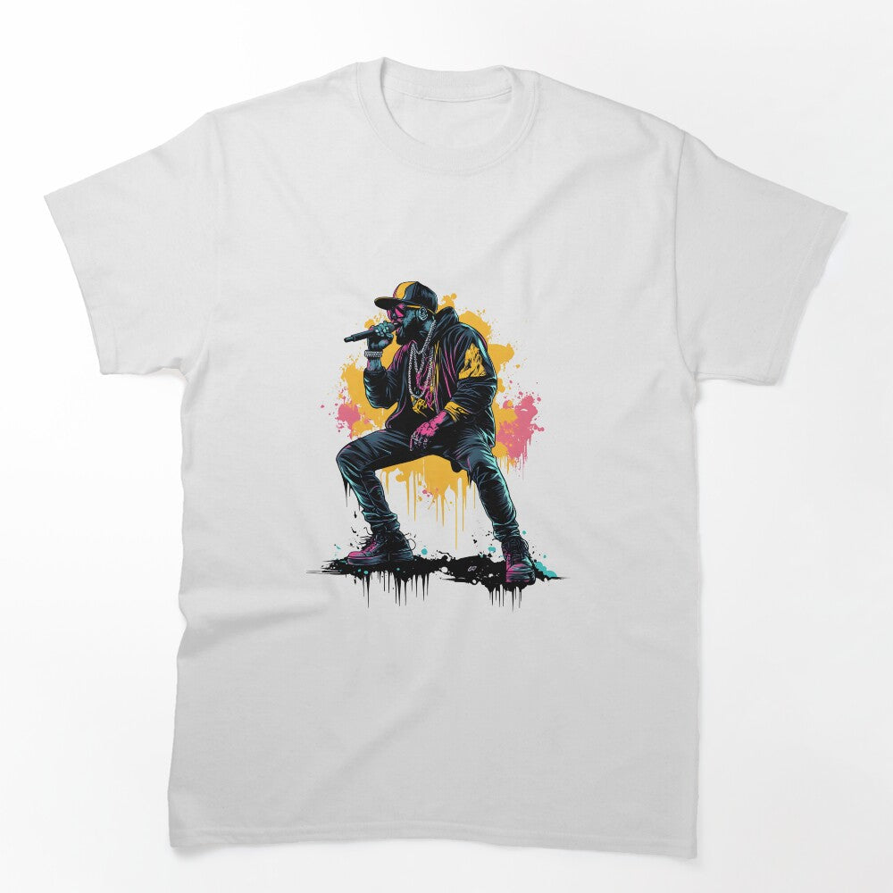 Hip-hop Graffiti Artwork Featuring A Rapper Mid-performance Shirt