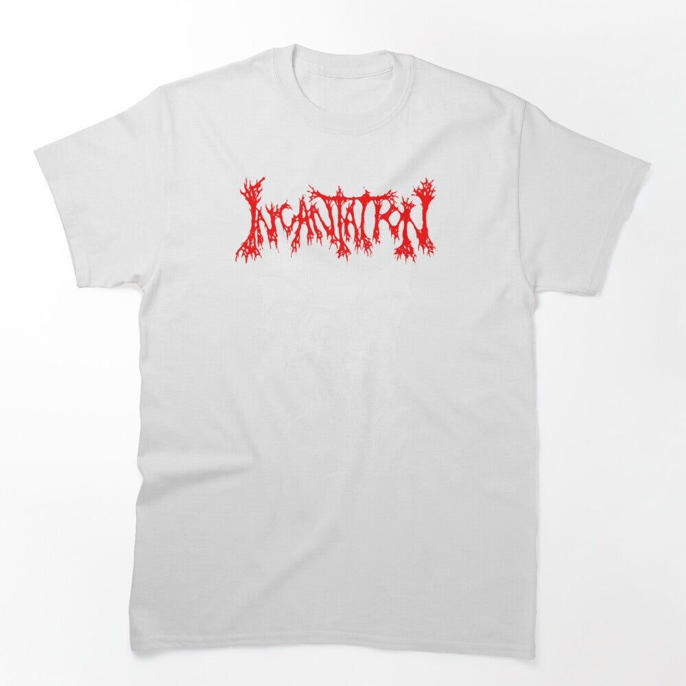 Red Typography Death Metal White Silhouette Shirt