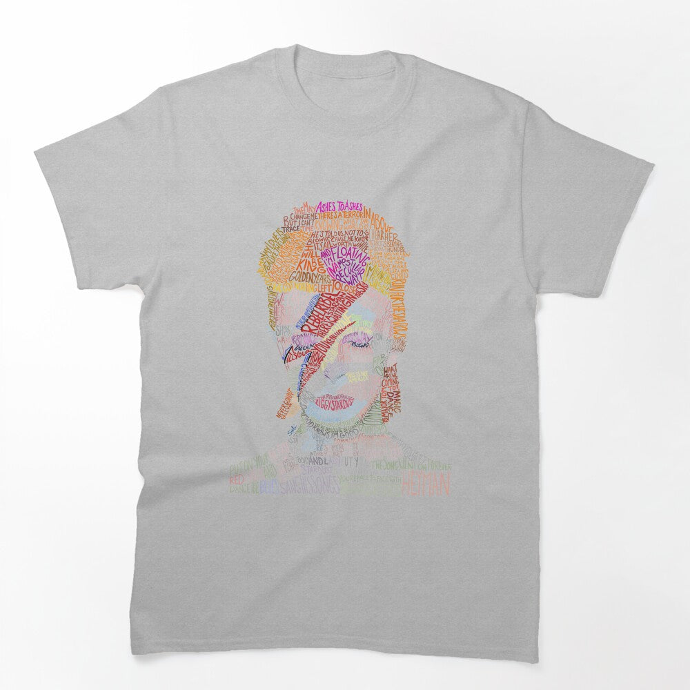 Colorful David Bowie Lyric Quote Portrait Shirt