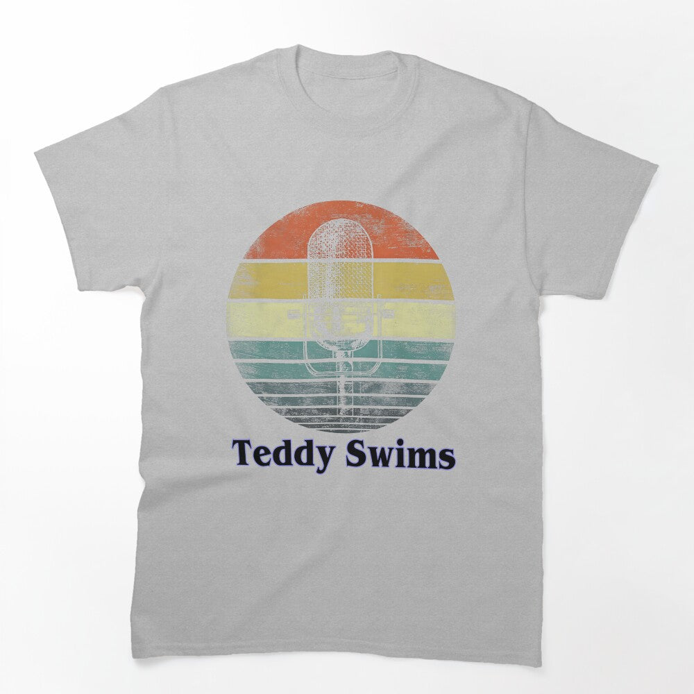 Teddy Swims Retro Sunset Microphone Design Shirt