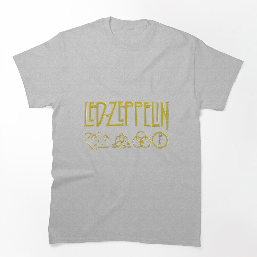 Led Zeppelin Gold Four Symbols Band Logo Shirt