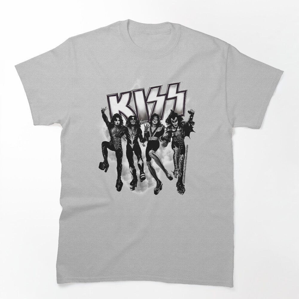 KISS The Band - Destroyer Black And White Fog Logo Up Shirt
