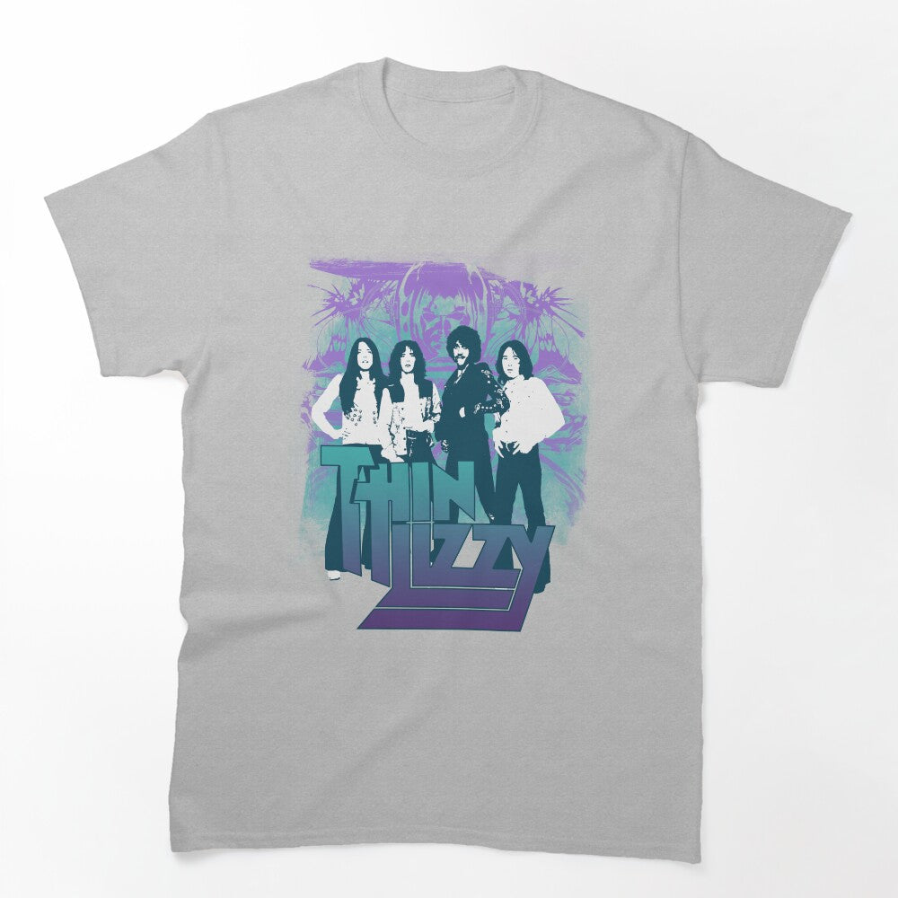 Thin Lizzy 70s Rock Band Graphic Collage Shirt