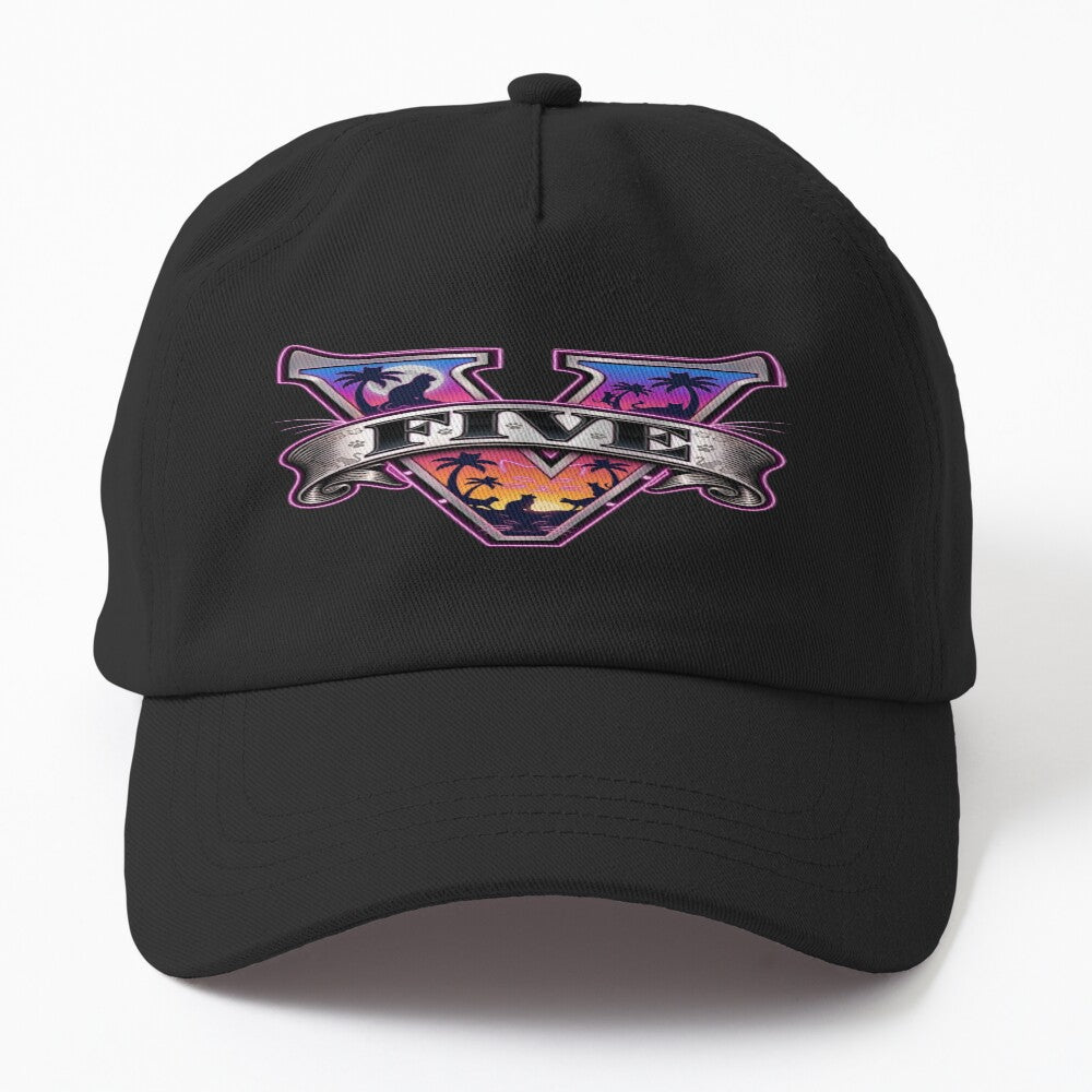 Vice Cats Five Logo - Retro Neon Miami Synthwave Hat
