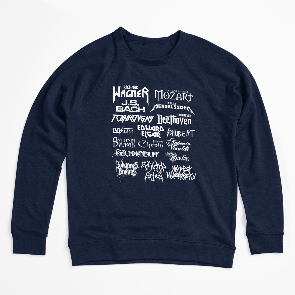 Heavy Metal-style Classical Composers White Text Shirt
