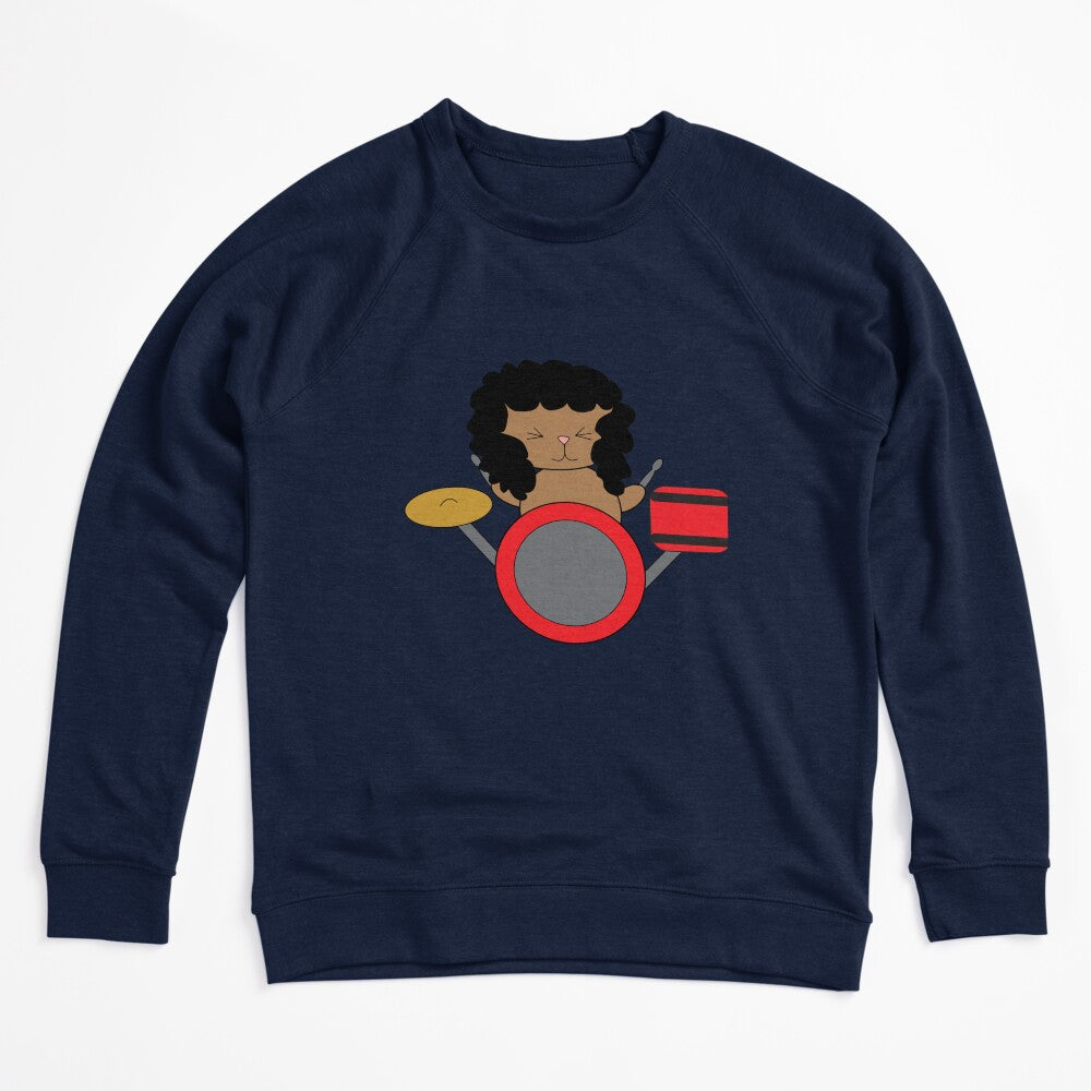 Cat Drummer 80s Heavy Metal Hair Band Kawaii Shirt