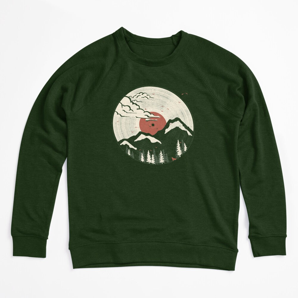 Retro Vinyl Record Mountain Sunset Forest Shirt