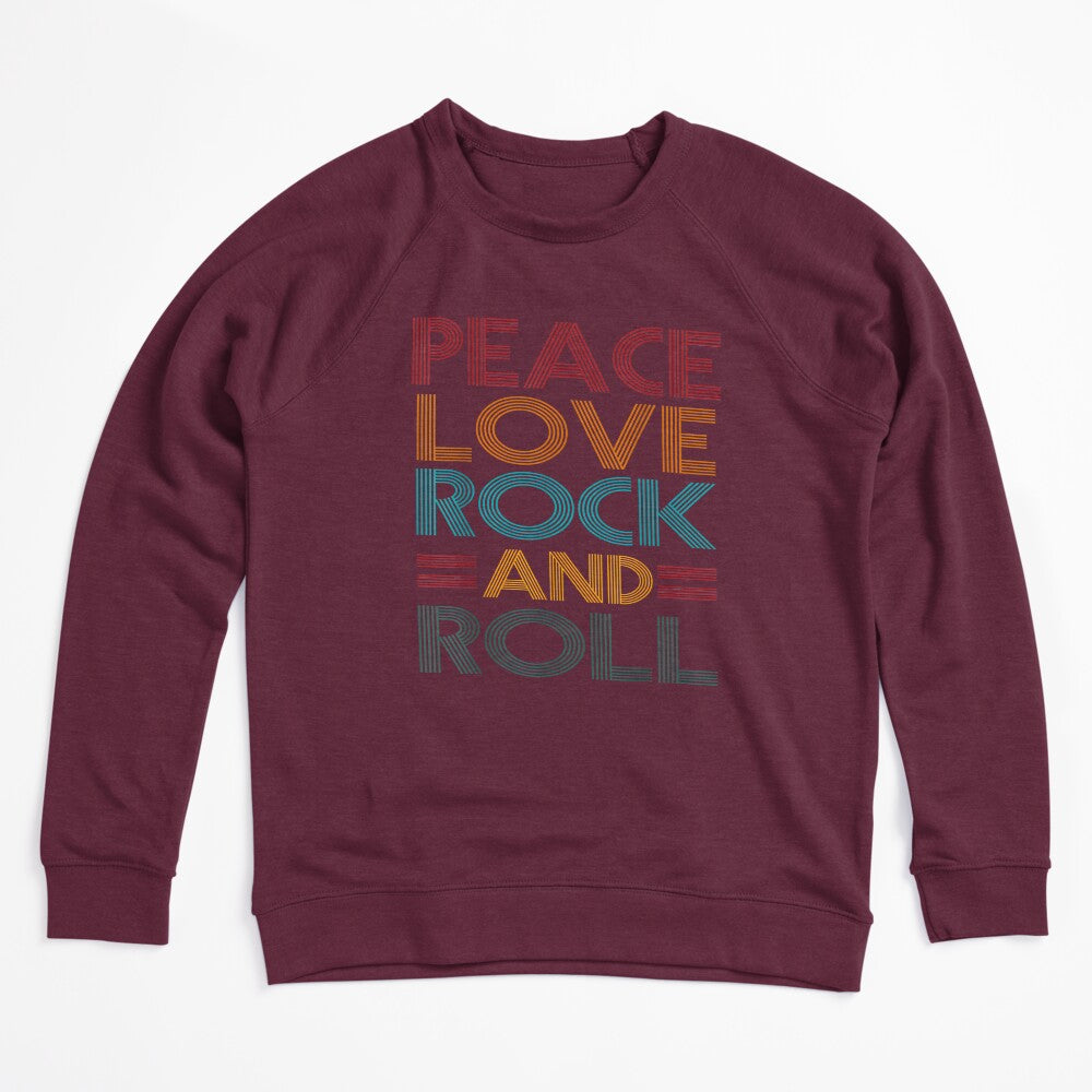 Retro Peace Love Rock N Roll Distressed Rock Concert Music Shirt