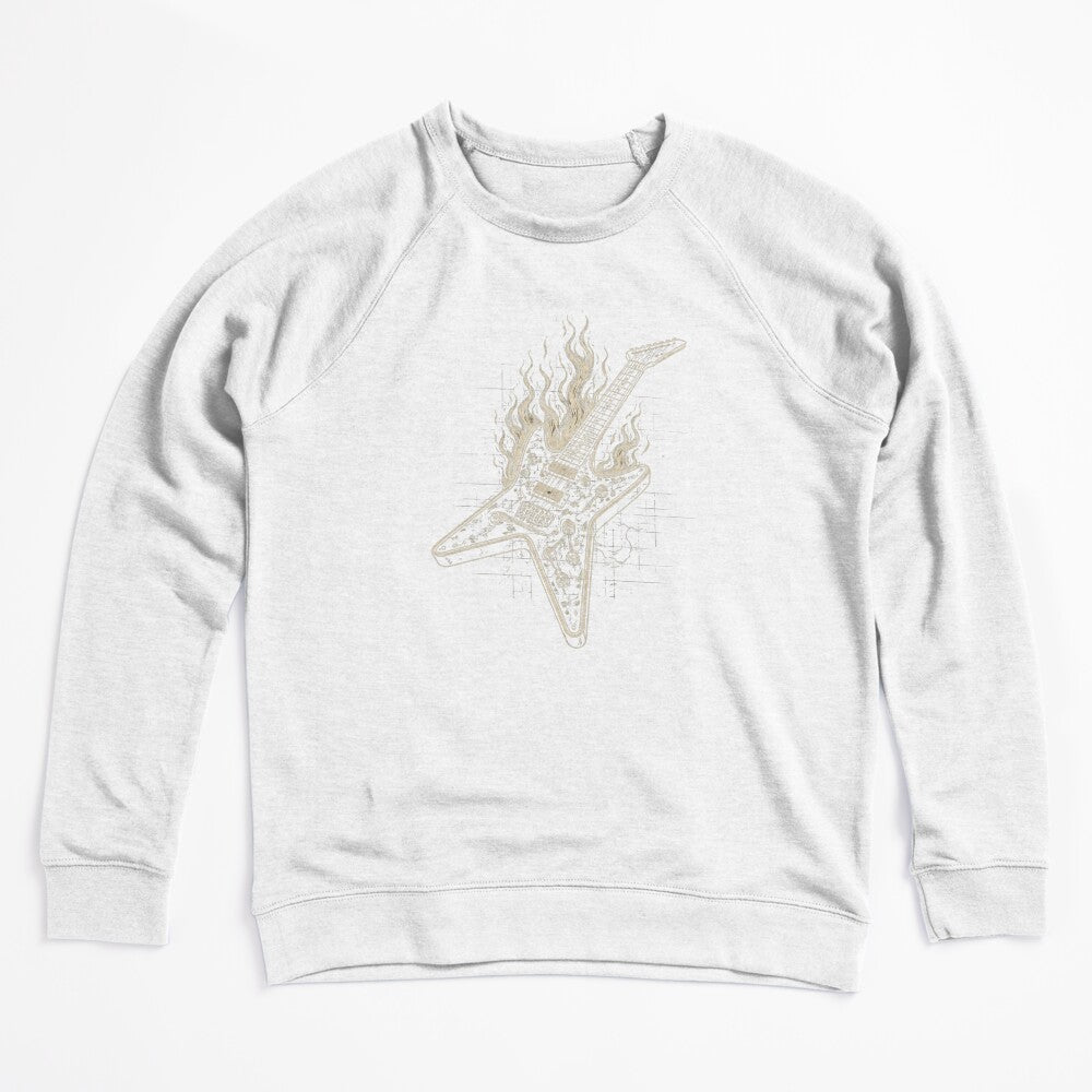 Burning Guitar Blueprint Vintage Metal Heat Design Shirt