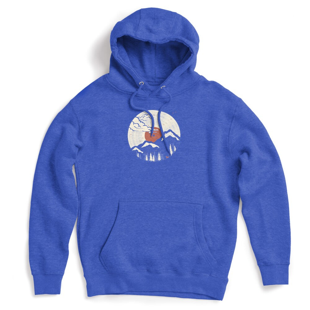 Retro Vinyl Record Mountain Sunset Forest Shirt