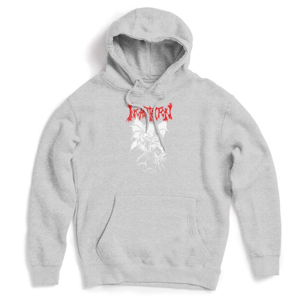 Red Typography Death Metal White Silhouette Shirt