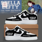 Stella Lefty Live From Australia Tour Personalized Black and White Custom Air Force 1 Sneakers