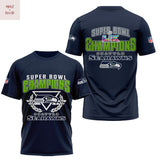 Super Bowl LX Seattle Seahawks Champions 3D T-Shirt