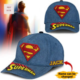 Superman Personalized Custom Name Blue Denim Style Baseball Cap