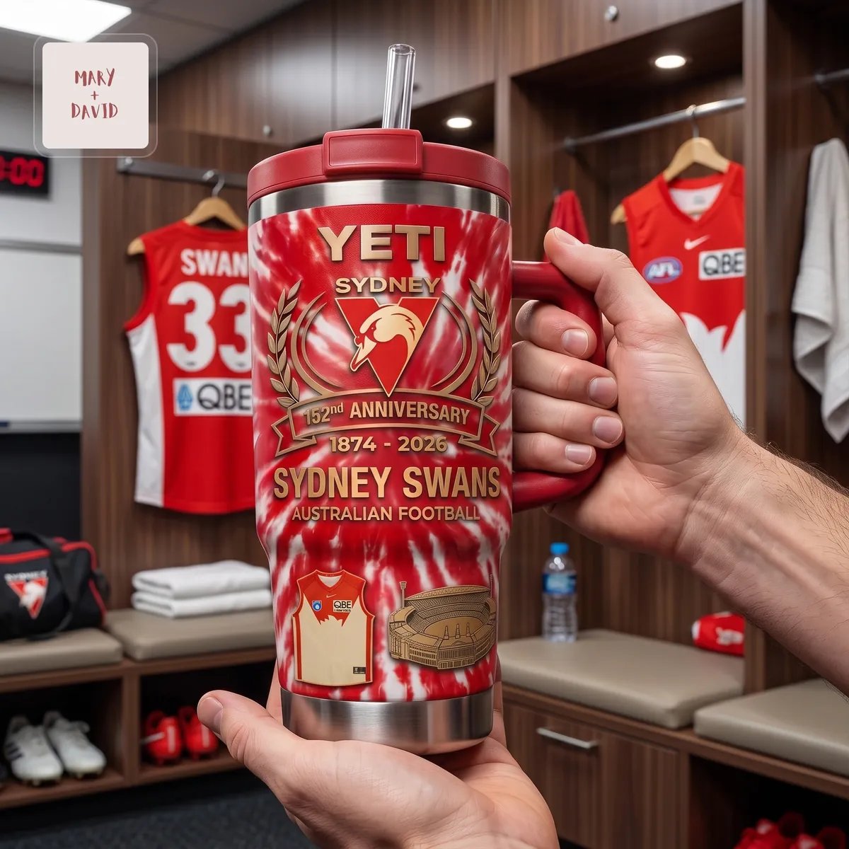 Sydney Swans AFL 152nd Anniversary Commemorative Red and White Insulated Travel Tumbler