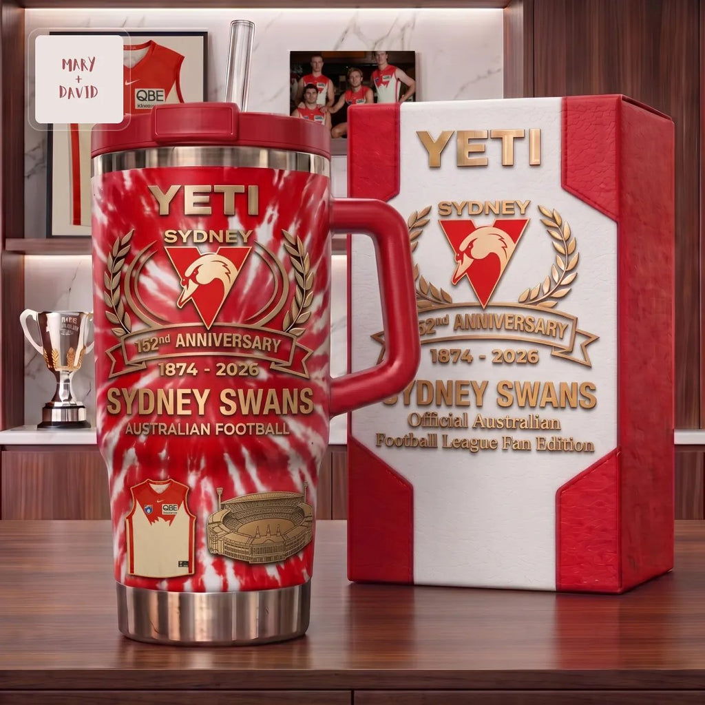 Sydney Swans AFL 152nd Anniversary Commemorative Red and White Insulated Travel Tumbler
