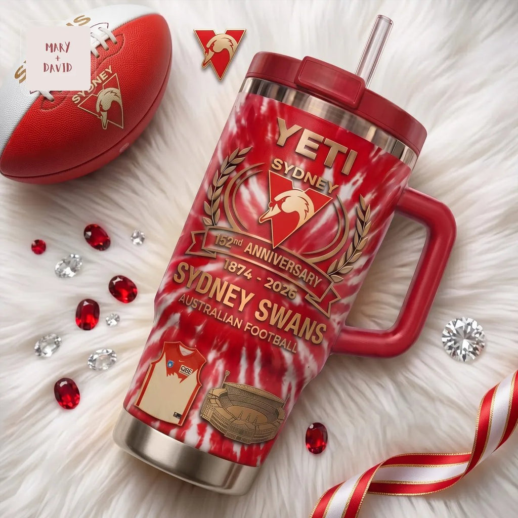 Sydney Swans AFL 152nd Anniversary Commemorative Red and White Insulated Travel Tumbler