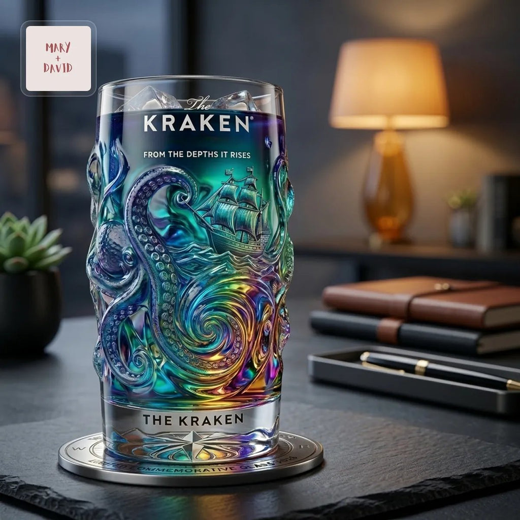 The Kraken Black Spiced 2026 Limited Edition Iridescent 3D Sculpted Beer Glass