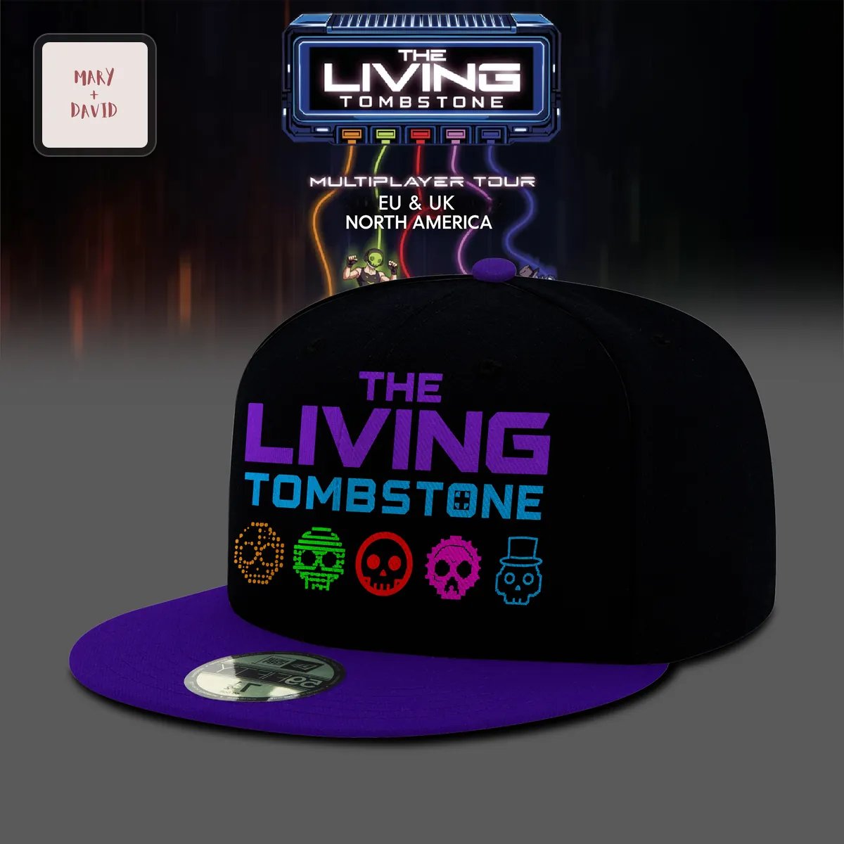 The Living Tombstone Multiplayer Tour 2026 Limited Edition Black and Purple Snapback Cap
