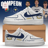 UNAM Pumas Liga MX 2026 Campeones Commemorative White and Blue Custom Air Force 1 Sneakers