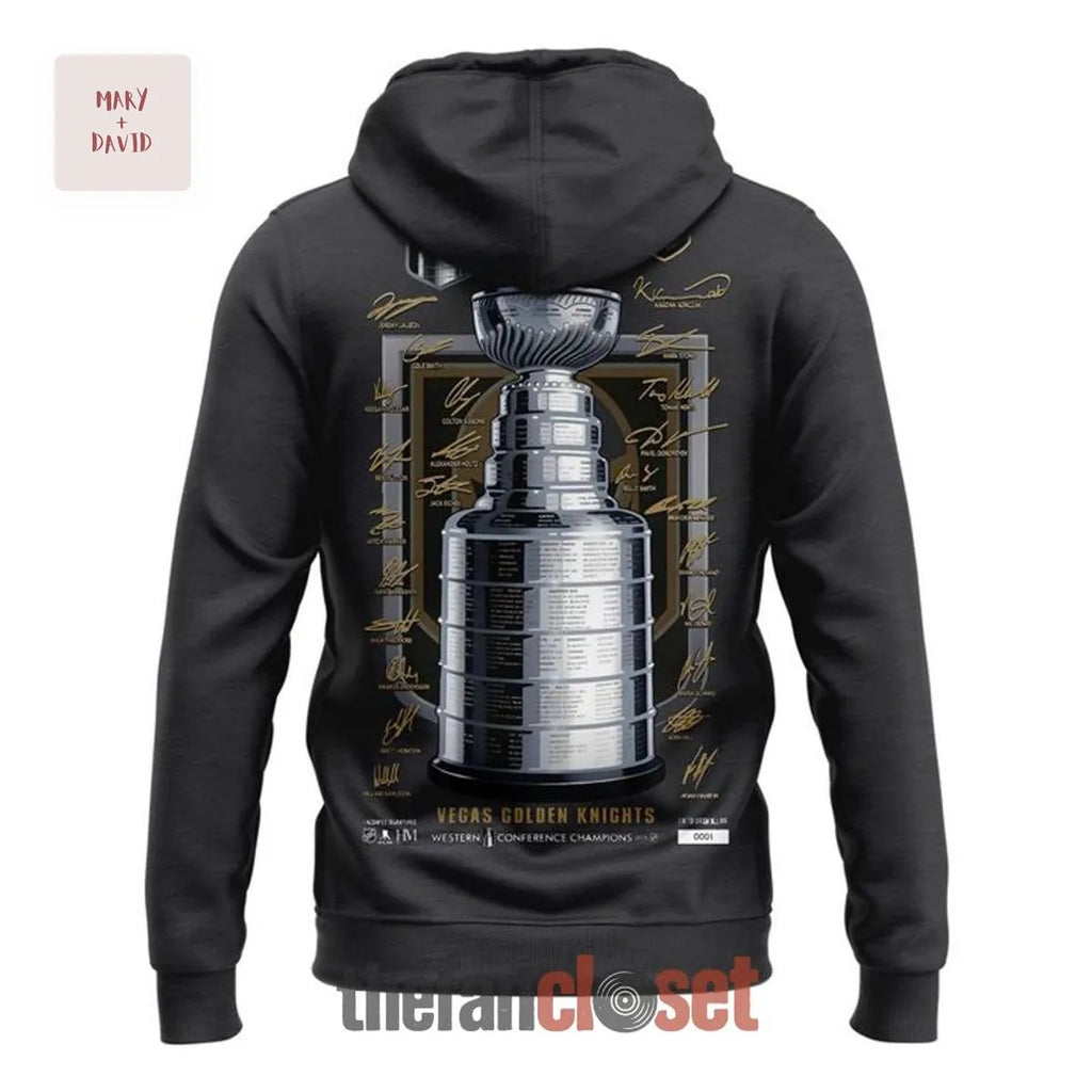 Vegas Golden Knights 2026 NHL Western Conference Champions Charcoal Commemorative Signature Hoodie