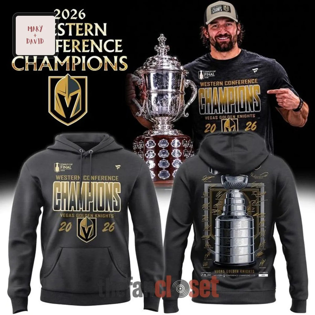 Vegas Golden Knights 2026 NHL Western Conference Champions Charcoal Commemorative Signature Hoodie