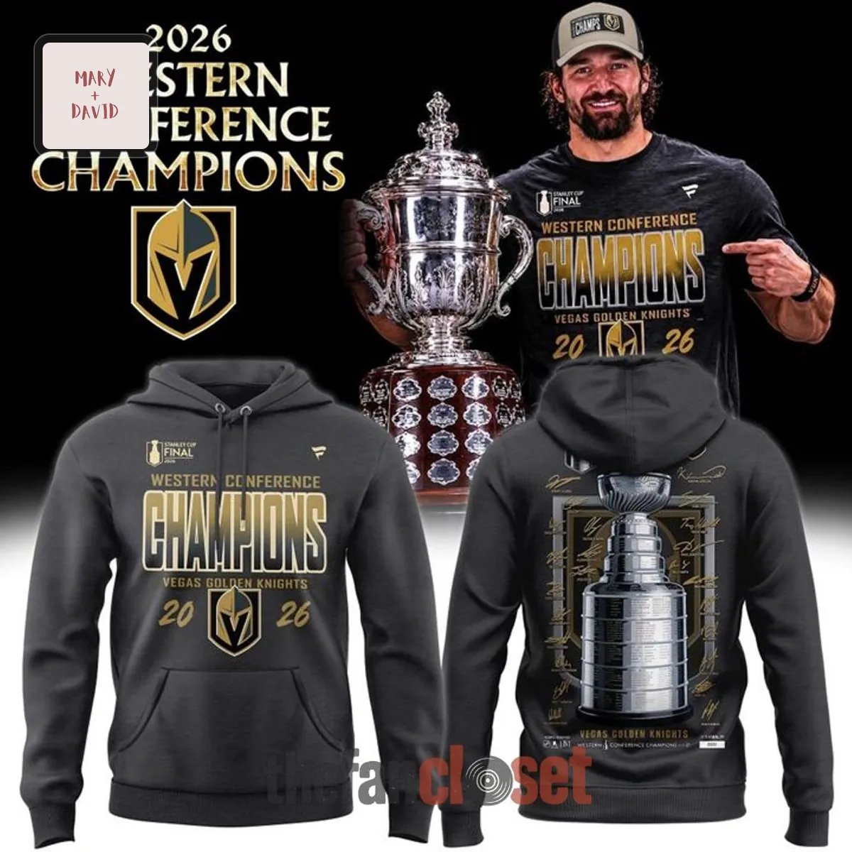 Vegas Golden Knights 2026 NHL Western Conference Champions Charcoal Commemorative Signature Hoodie