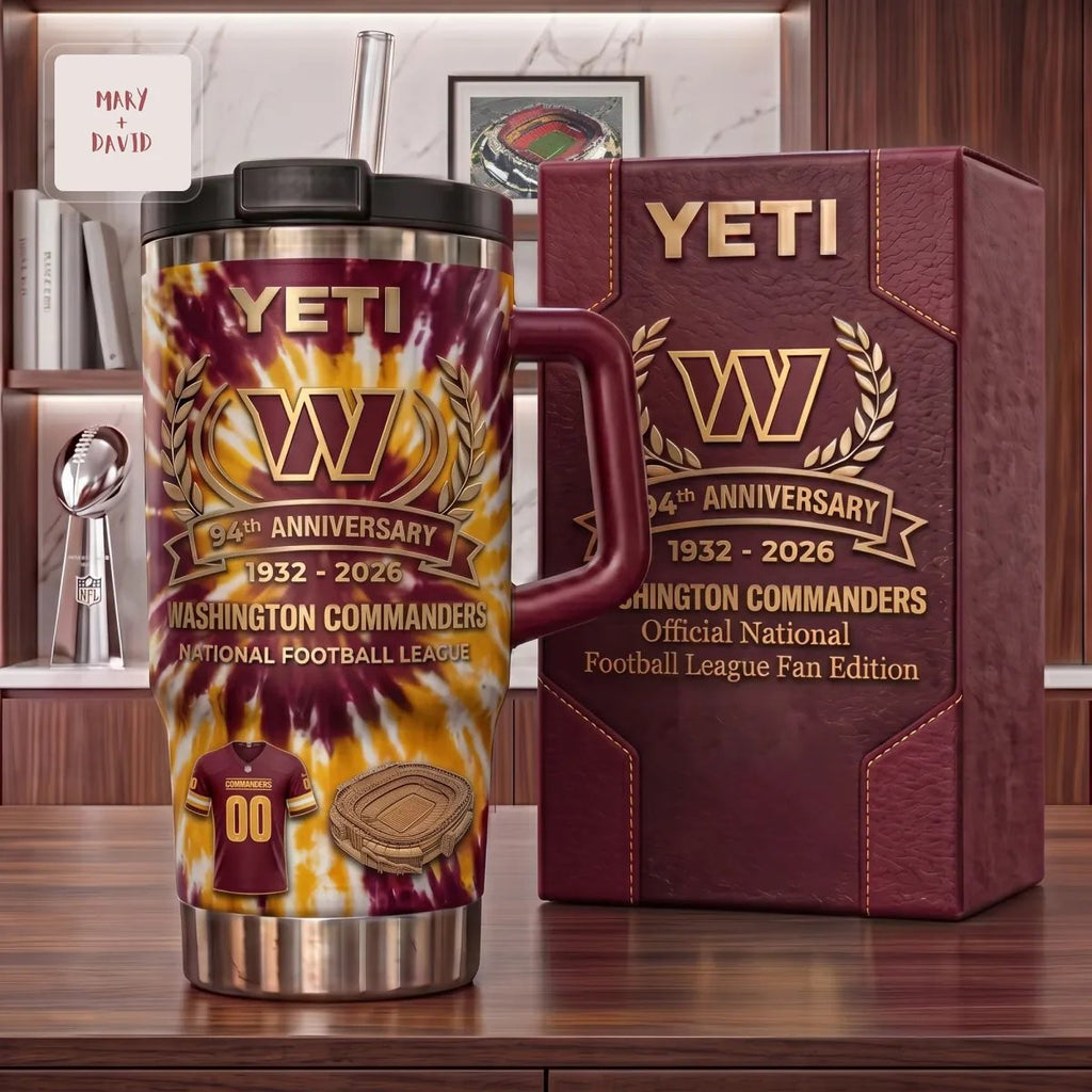 Washington Commanders NFL 94th Anniversary Commemorative Tie Dye Stainless Steel Insulated Handle Tumbler