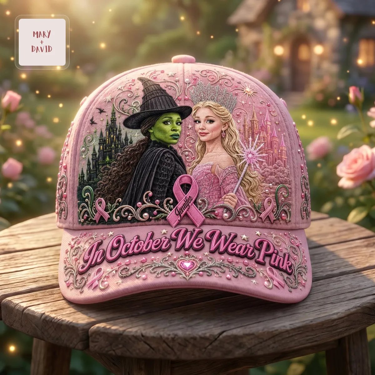 Wicked Witch and Good Witch Breast Cancer Awareness Personalized In October We Wear Pink Classic Cap